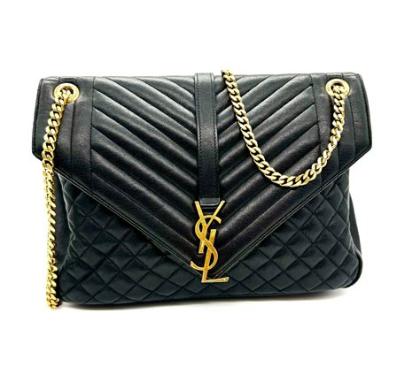 bolso ysl negro cadena dorada